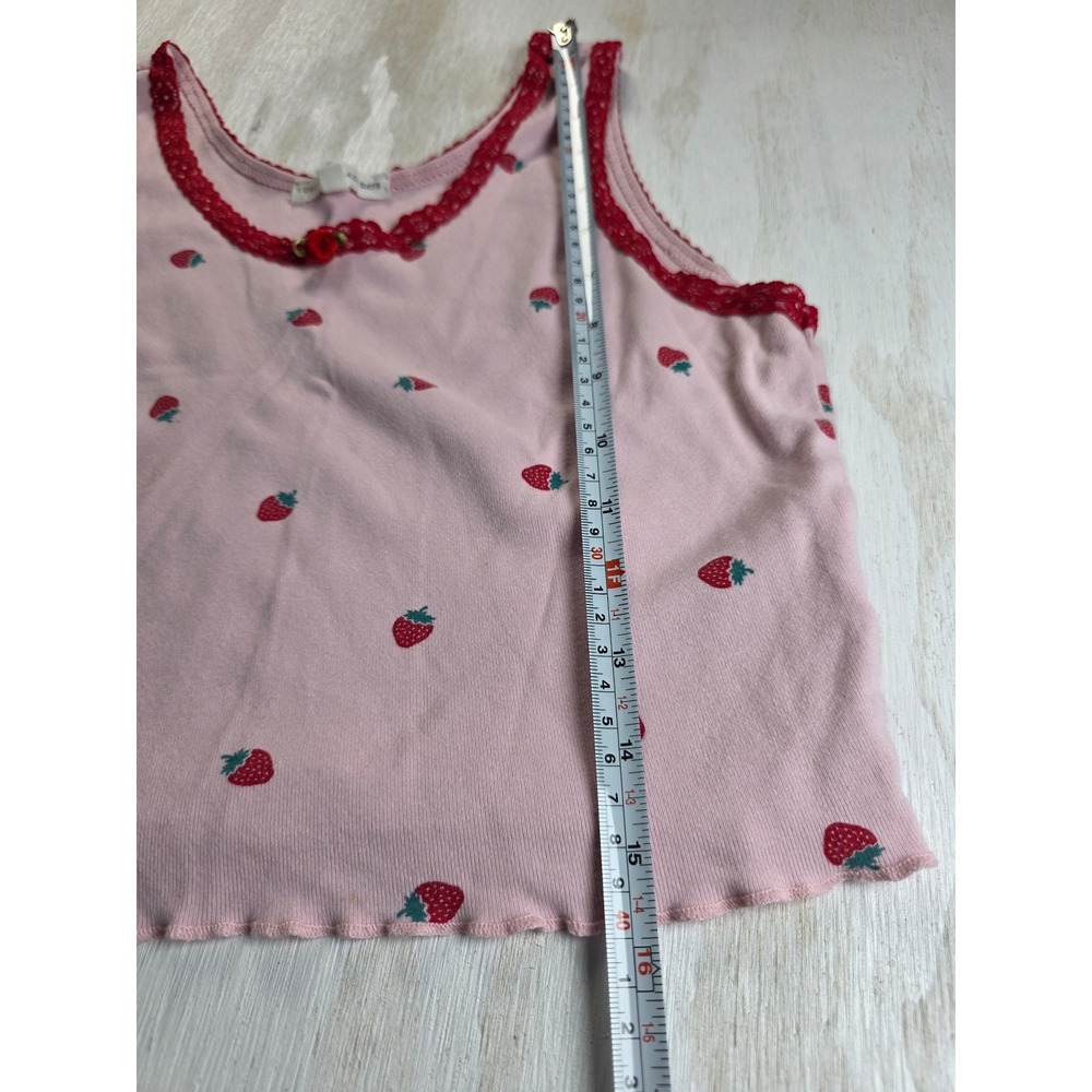 Love & Lazy Days Strawberry Pajama Set Pink Cotton Lace Cottagecore Kids Small - Picture 6 of 6